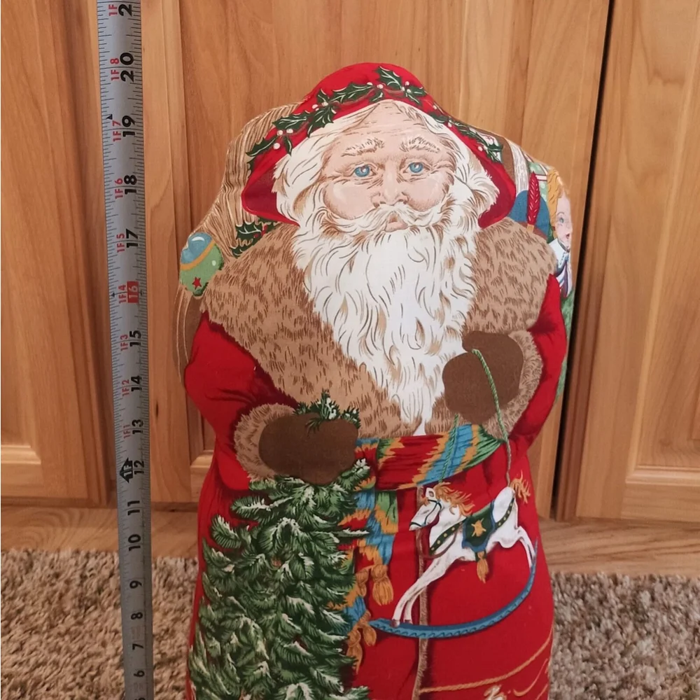 Vintage Handmade Fabric Father Christmas Stuffed Door Stop Santa Claus 18